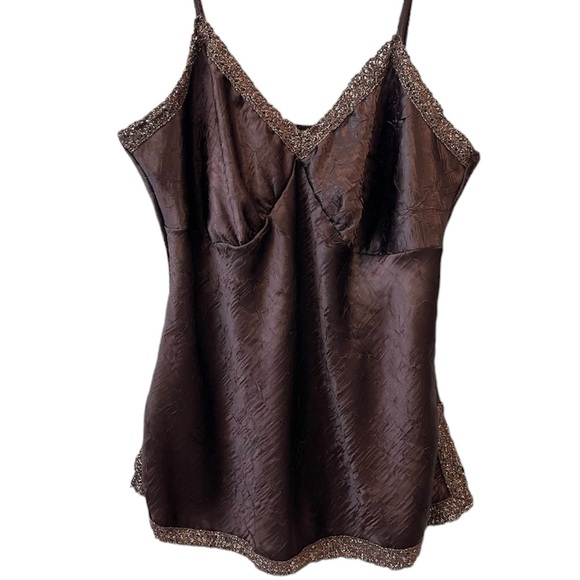 Last chance…MixIt Tank Shell Sleeveless Blouse Top Cami Brown Glitter 2X - Picture 1 of 5